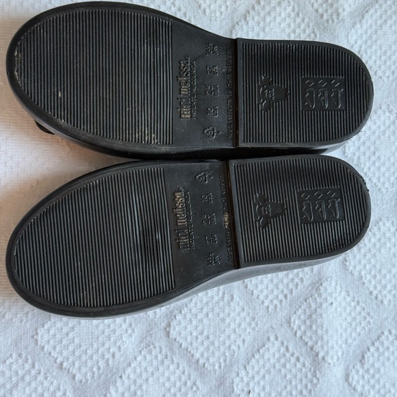 Mini Melissa Black Flats with Bow Accent - Picture 2 of 3